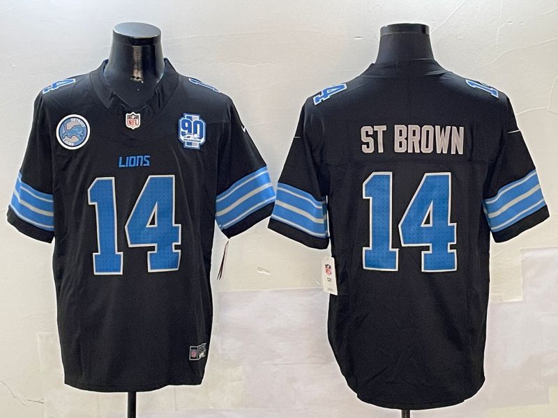 Men Detroit Lions #14 St Brown Black three generations 2024 Nike Limited NFL Jersey style 01023->detroit lions->NFL Jersey